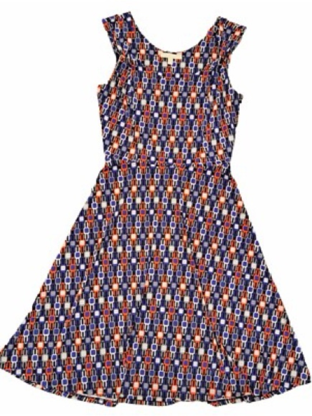BANANA REPUBLIC Geometric Print Round Neck Stretch Skater Dress - Size X-Small
